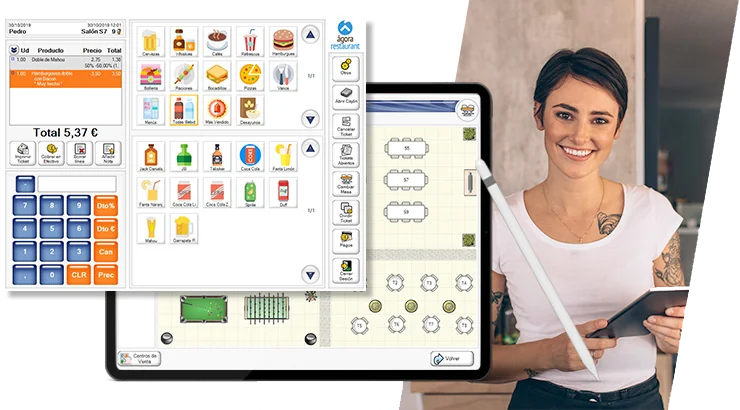 Ágora en el TPV y en la tableta de un restaurante
